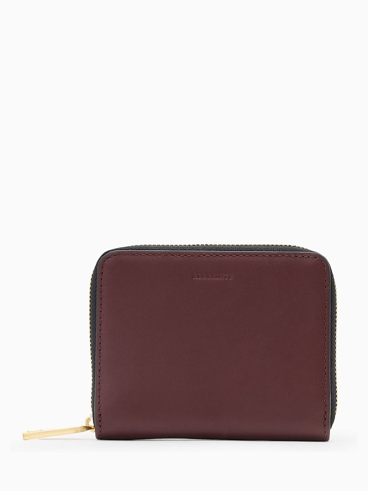 AllSaints Burgandi Red Lena Hex Zip Wallet - Image 1 of 5