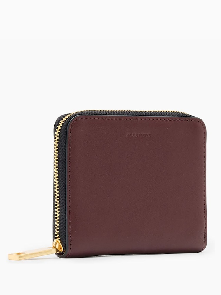 AllSaints Burgandi Red Lena Hex Zip Wallet - Image 2 of 5