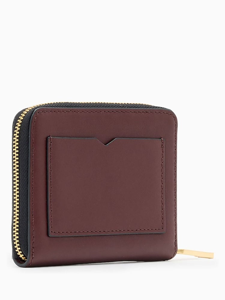 AllSaints Burgandi Red Lena Hex Zip Wallet - Image 5 of 5