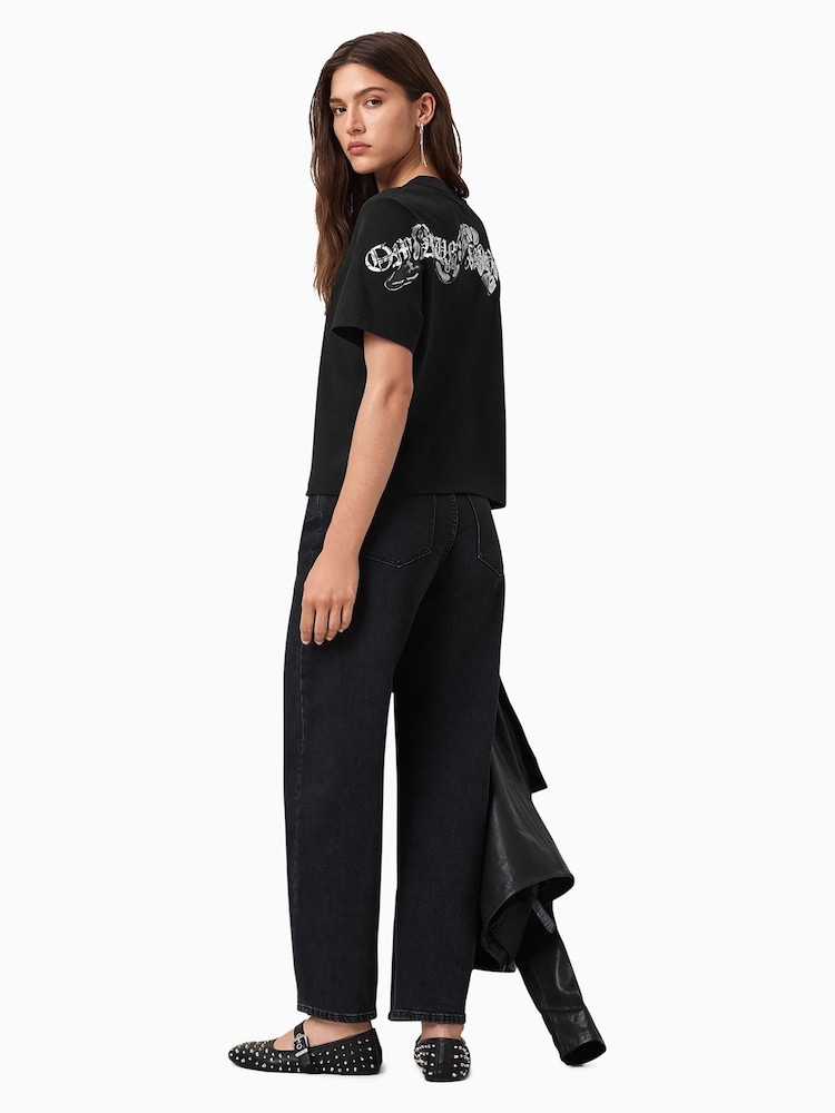 AllSaints Black Vena Lisa T-Shirt - Image 1 of 8