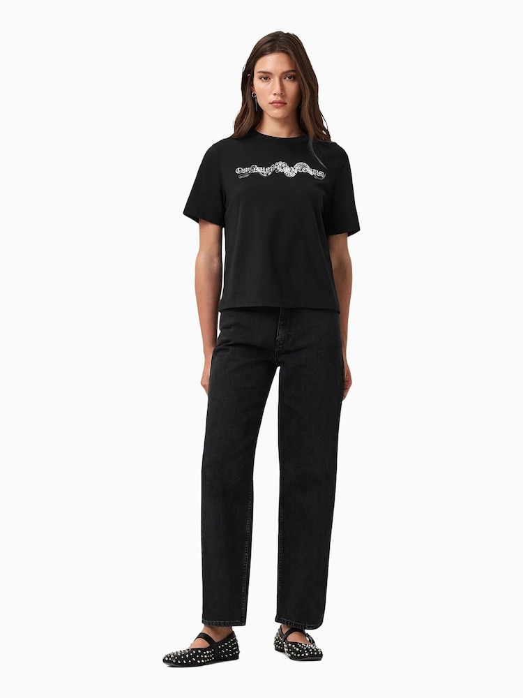 AllSaints Black Vena Lisa T-Shirt - Image 2 of 8 AllSaints Black Vena Lisa T-Shirt - Image 2 of 8