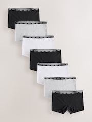 Black/White Boyshort Cotton Logo Knickers 7 Pack - Image 1 of 13