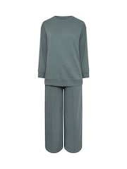 Yours Curve Blue Crew Neck Sweatshirt Joggers Set - Image 5 of 5