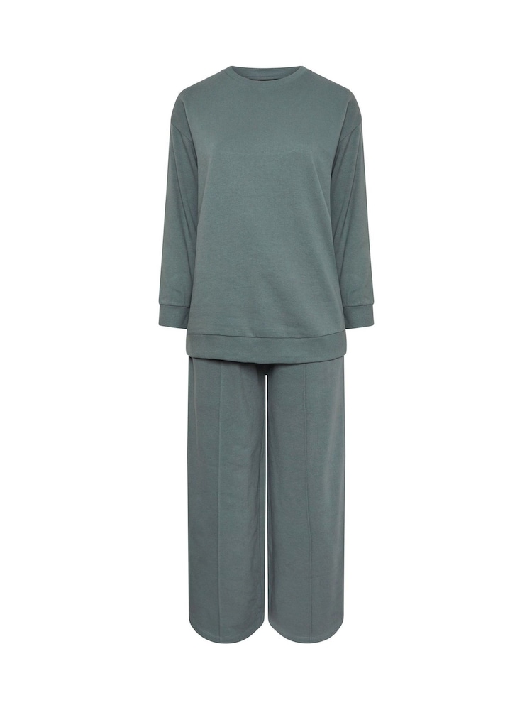 Yours Curve Blue Crew Neck Sweatshirt Joggers Set - Image 5 of 5