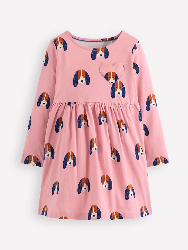 Boden Pink Heart Pocket Fun Jersey Dress - Image 1 of 3