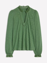 Blusa Boden Aria Broderie com decote chanfrado - Imagem 5 de 5