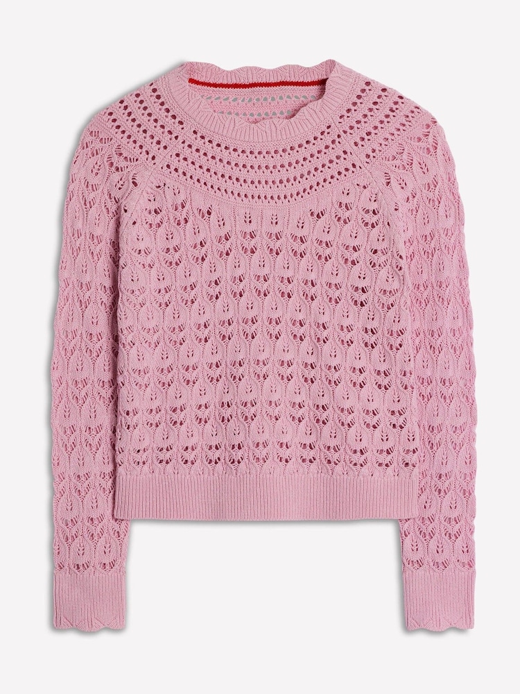 Boden Pink Crochet Mix Stitch Jumper - Image 1 of 6