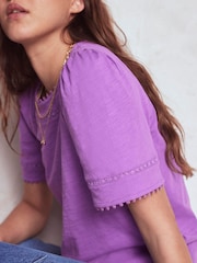 Boden Purple Mila Lace Trim Top - Image 2 of 4