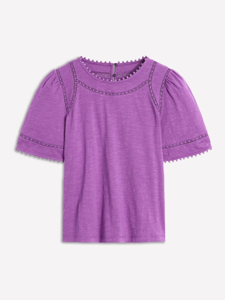 Boden Purple Mila Lace Trim Top - Image 4 of 4