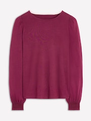 Boden Purple Supersoft Smocked Cuff Top - Image 5 of 5