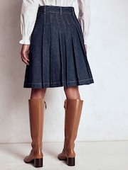 Boden Blue Pleated Denim Skirt - Image 2 of 5