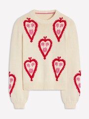 Boden Cream Graphic Print Embroidered Jumper - Image 5 of 6