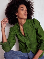 Boden Green Alice Broderie Top - Image 1 of 4