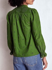 Boden Green Alice Broderie Top - Image 3 of 4