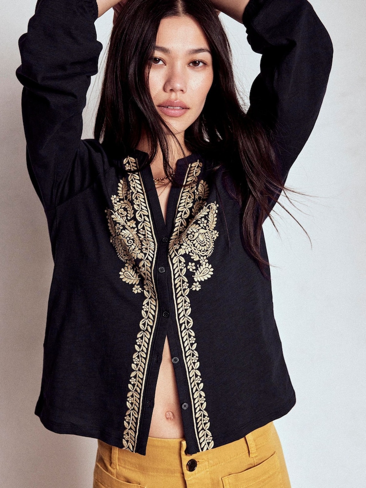 Boden Blue Alma Embroidered Shirt - Image 1 of 5 Boden Blue Alma Embroidered Shirt - Image 1 of 5