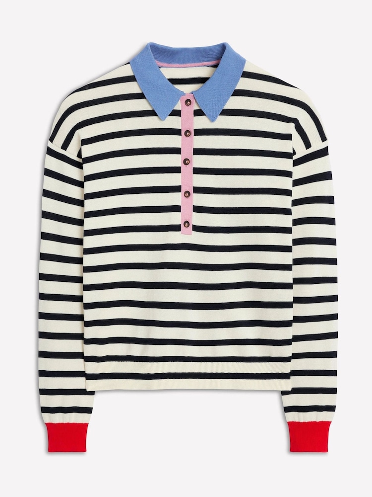 Boden Blue Relaxed Lara Cotton Henley Jumper - Image 1 of 2