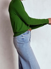 Boden Green Emilia Cotton V-Neck Jumper - Image 5 of 7