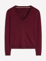 Boden Purple Emilia Cotton V-Neck Jumper - Image 5 of 6