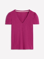 Boden Purple Short Sleeve V-Neck T-Shirt - Image 5 of 5