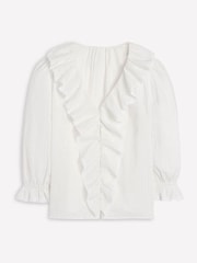 Boden White Ruffle V-Neck Blouse - Image 7 of 7