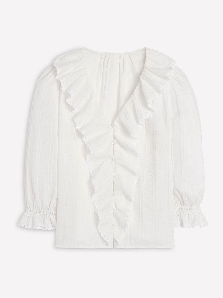 Boden White Ruffle V-Neck Blouse - Image 7 of 7 Boden White Ruffle V-Neck Blouse - Image 7 of 7