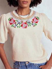 Boden Cream Puff Sleeve Embroidery T-Shirt - Image 5 of 7