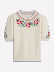 Boden Cream Puff Sleeve Embroidery T-Shirt - Image 6 of 7