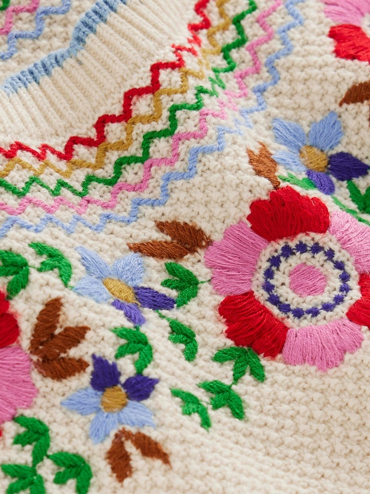 Boden Cream Puff Sleeve Embroidery T-Shirt - Image 7 of 7 Boden Cream Puff Sleeve Embroidery T-Shirt - Image 7 of 7