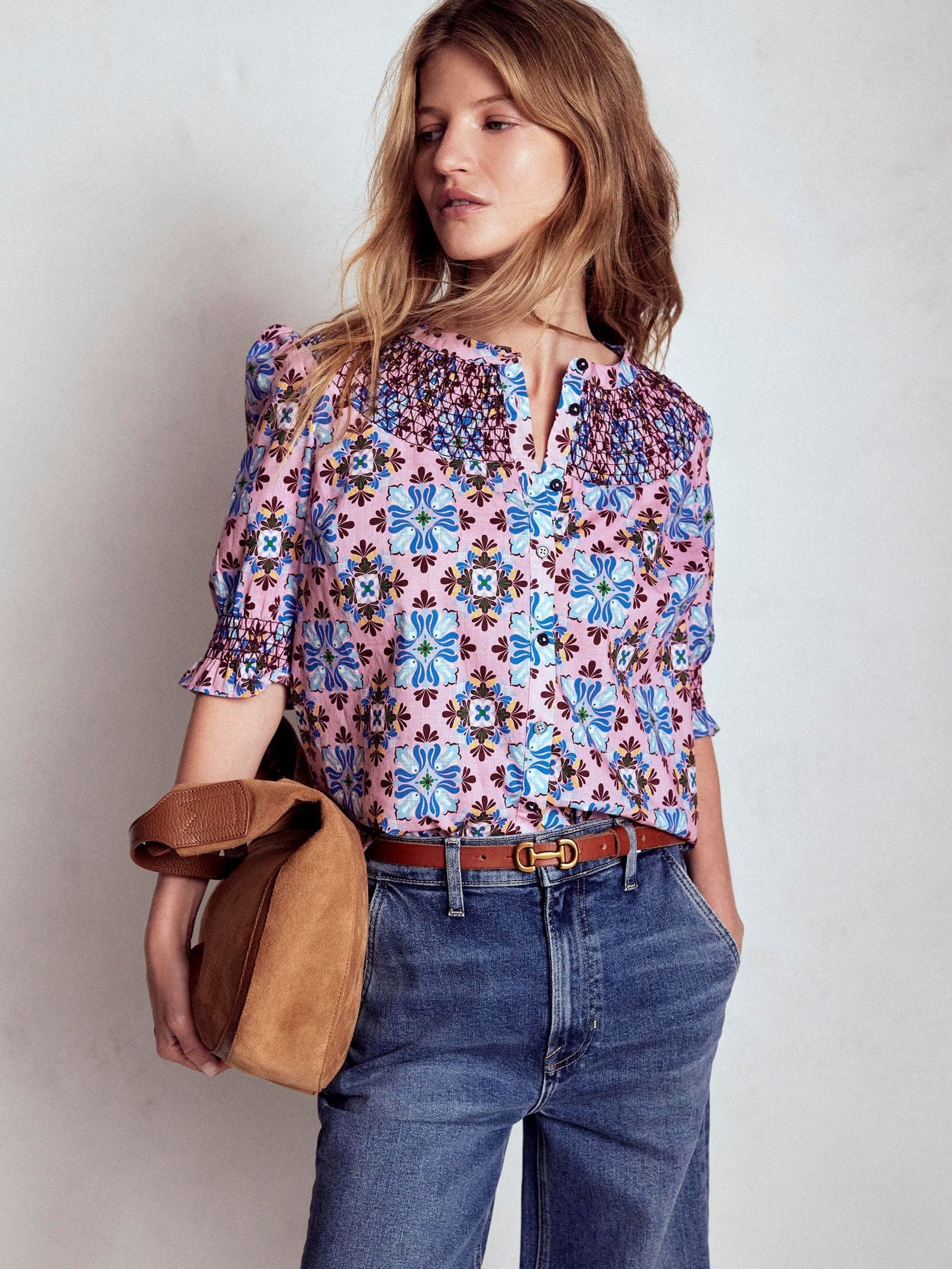 Boden Pink Effie Short Sleeve Top