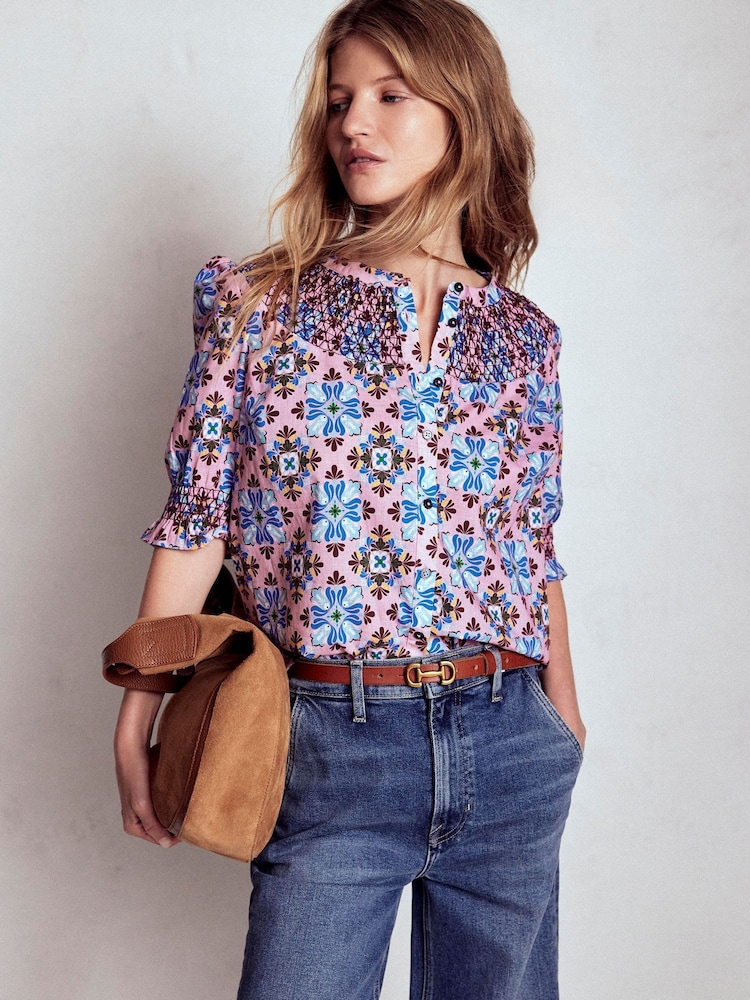 Boden Pink Effie Short Sleeve Top - Image 1 of 6