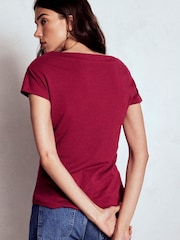 Boden Red Supersoft Boat Neck T-Shirt - Image 2 of 5