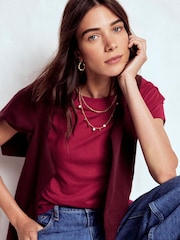 Boden Red Supersoft Boat Neck T-Shirt - Image 3 of 5