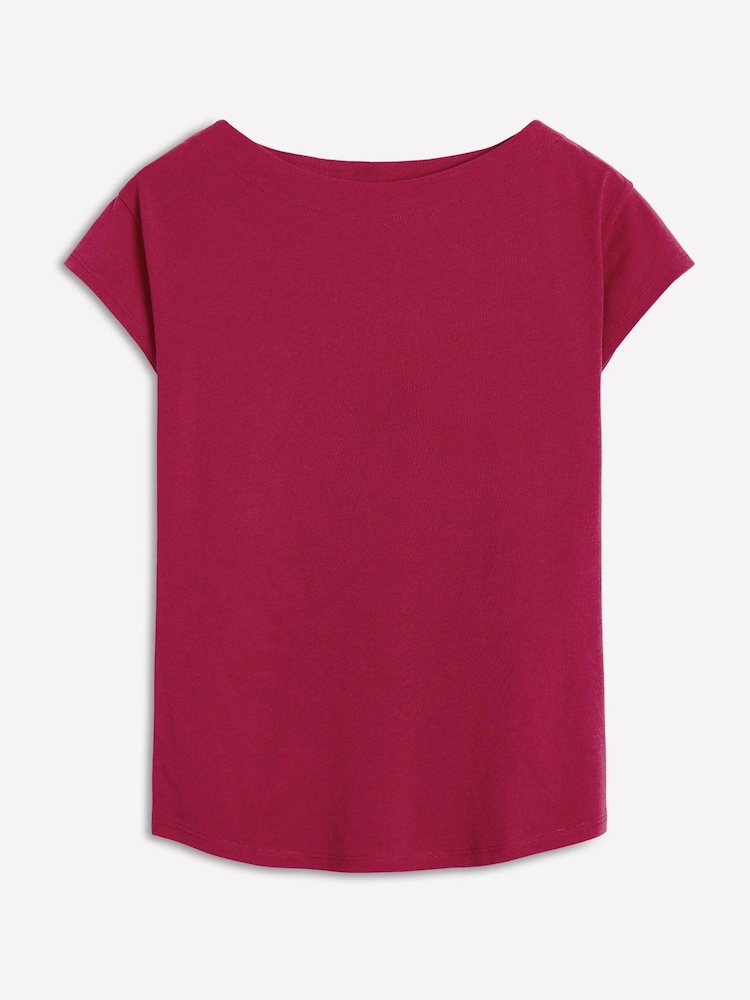 Boden Red Supersoft Boat Neck T-Shirt - Image 5 of 5