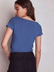 Boden Blue Supersoft Boat Neck T-Shirt - Image 3 of 5