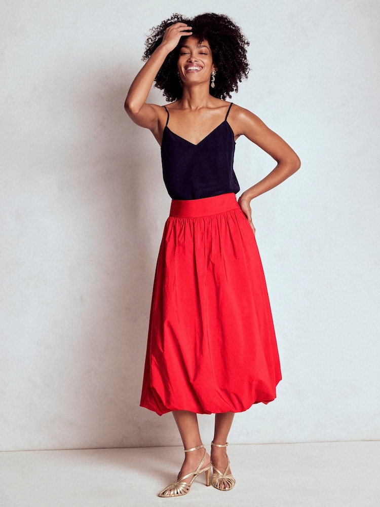 Boden Red Bubble Hem Midi Skirt - Image 1 of 5