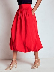 Boden Red Bubble Hem Midi Skirt - Image 3 of 5