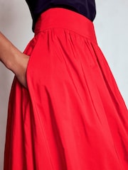 Boden Red Bubble Hem Midi Skirt - Image 4 of 5
