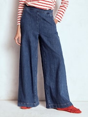 Boden Blue Pull-on Denim Trousers - Image 1 of 5