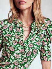 Boden Green Mutton Sleeve Smart Top - Image 2 of 5