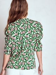 Boden Green Mutton Sleeve Smart Top - Image 3 of 5