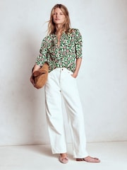 Boden Green Mutton Sleeve Smart Top - Image 4 of 5