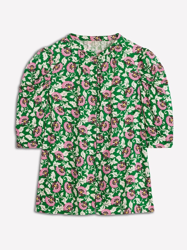 Boden Green Mutton Sleeve Smart Top - Image 5 of 5