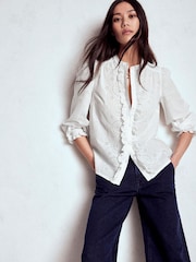 Boden White Alice Broderie Top - Image 1 of 4