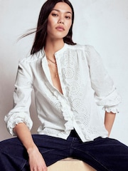 Boden White Alice Broderie Top - Image 3 of 4