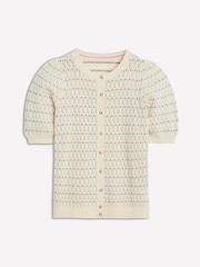 Boden Cream Dot Pointelle Cardigan - Image 7 of 8