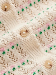 Boden Cream Dot Pointelle Cardigan - Image 8 of 8