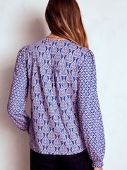 Boden Blue Elsa Smocked Yoke Jersey Shirt - Image 3 of 5