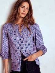 Boden Blue Elsa Smocked Yoke Jersey Shirt - Image 4 of 5