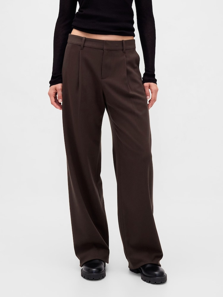 rjava - Gap 365 Low Waist Pleated Trousers - Slika 1 iz 6