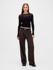 rjava - Gap 365 Low Waist Pleated Trousers - Slika 4 iz 6